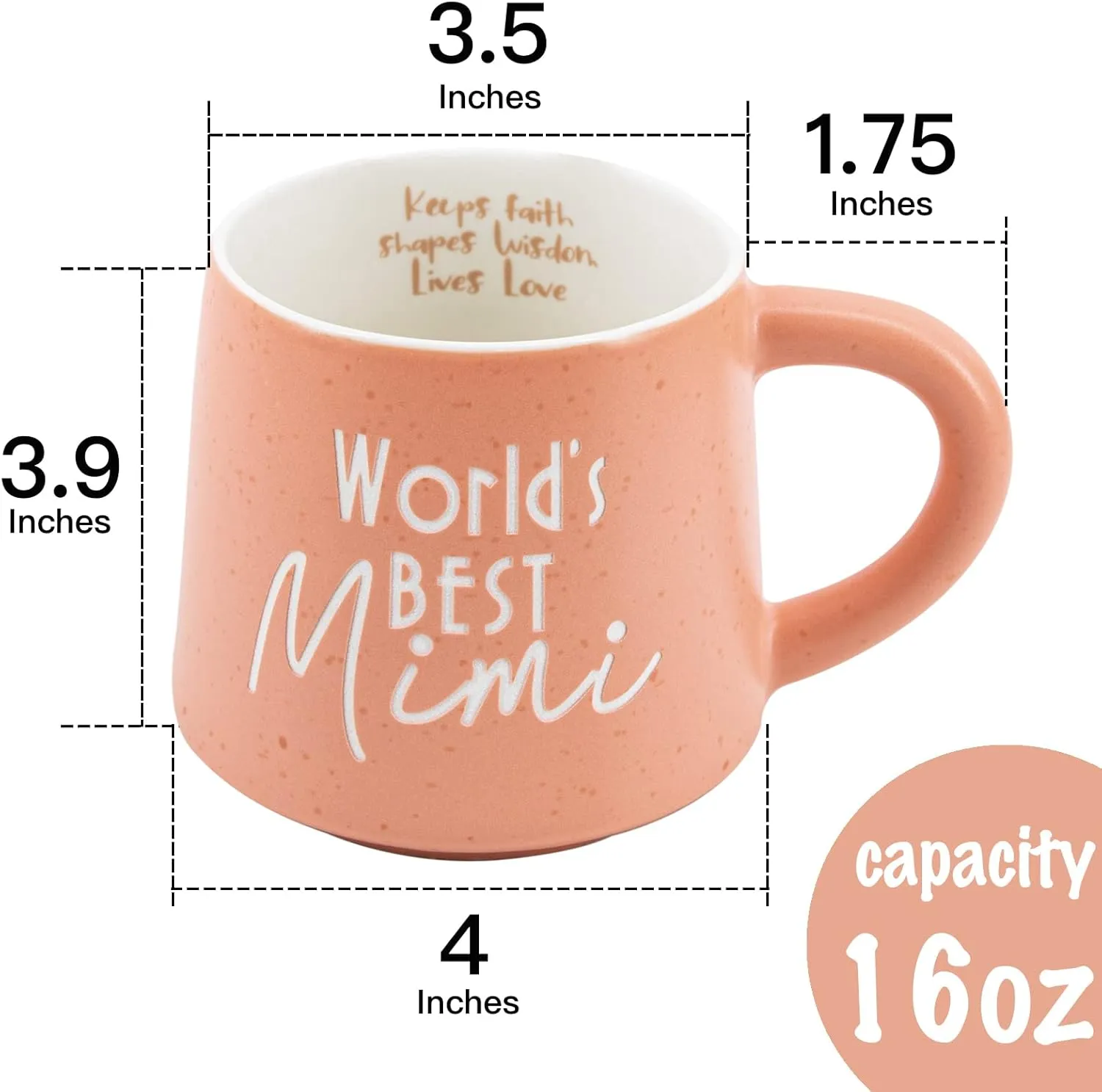 COLLECTIVE HOME - Coffee Mug, Family Ceramic Tea Cup, Funny Gift for Mother's Day/Father's Day, 16 oz, Dishwasher and Microwave Safe, World's BEST Mimi