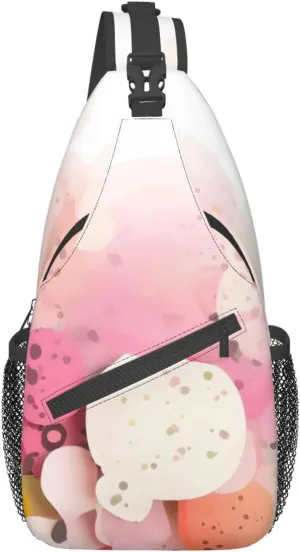 Color Fragment Paper Crossbody Bag, Men'S And Women'S Chest Crossbody Bag, Zipper Closure, Strap Length Adjustable