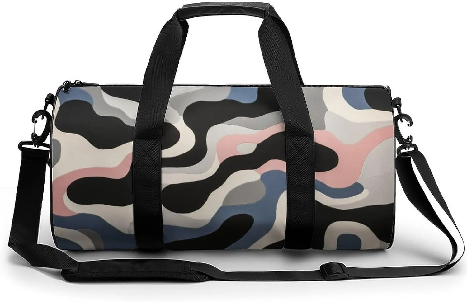 Color Swirls Shape Travel Gym Bag for Women Men Cylindrical Duffle Bag Sport Workout Bag with Shoulder Strap