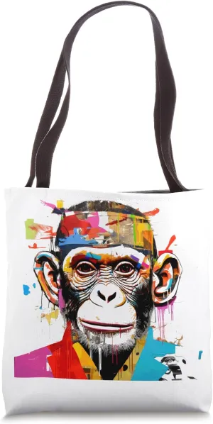 Colorful Primate Urban Graffiti Portrait Tote Bag
