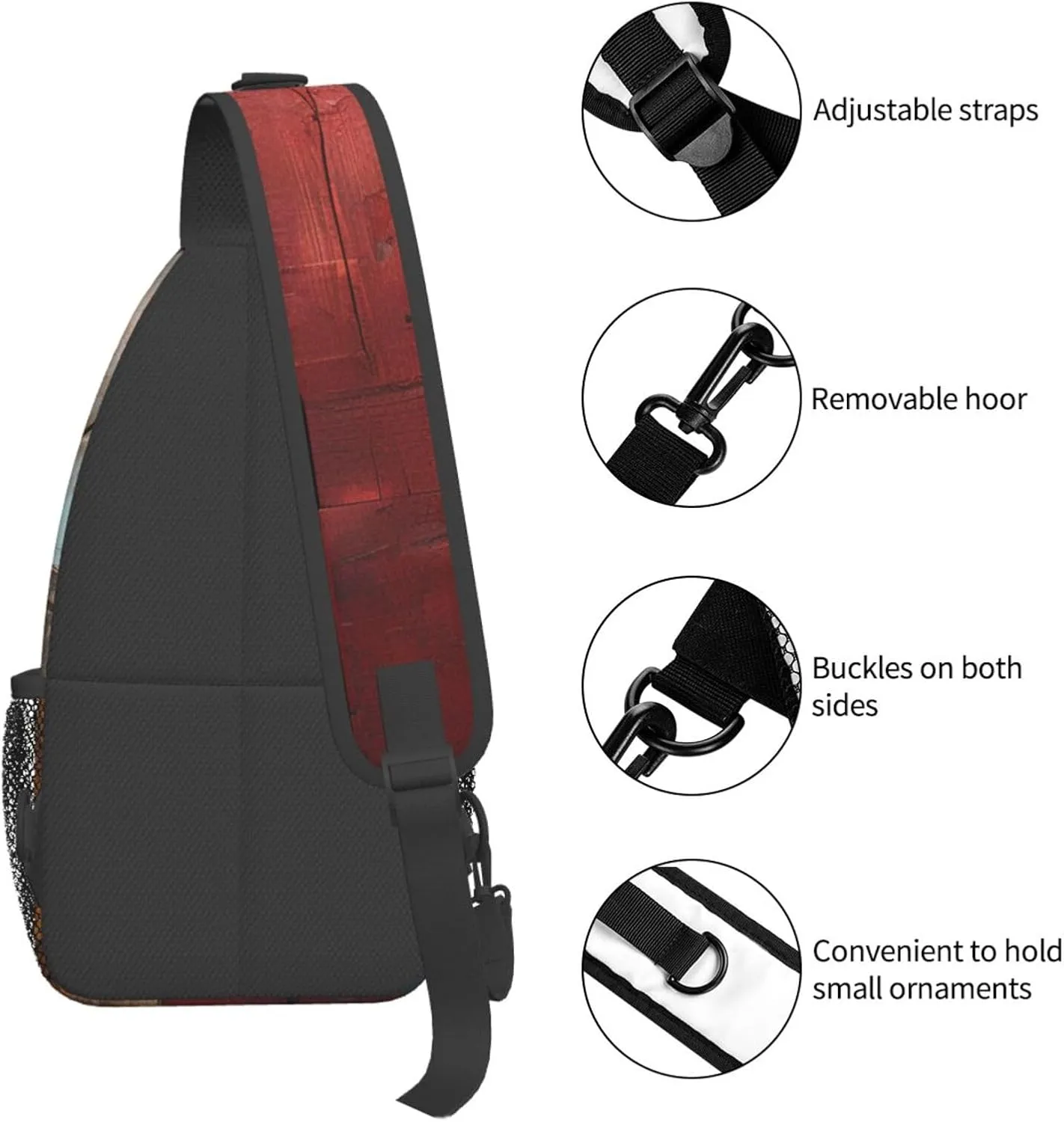 Colorful Wooden Board Sling Bag Backpack For Men Cross Chest Bag Crossbody Shoulder Bag Travel Hiking Daypack