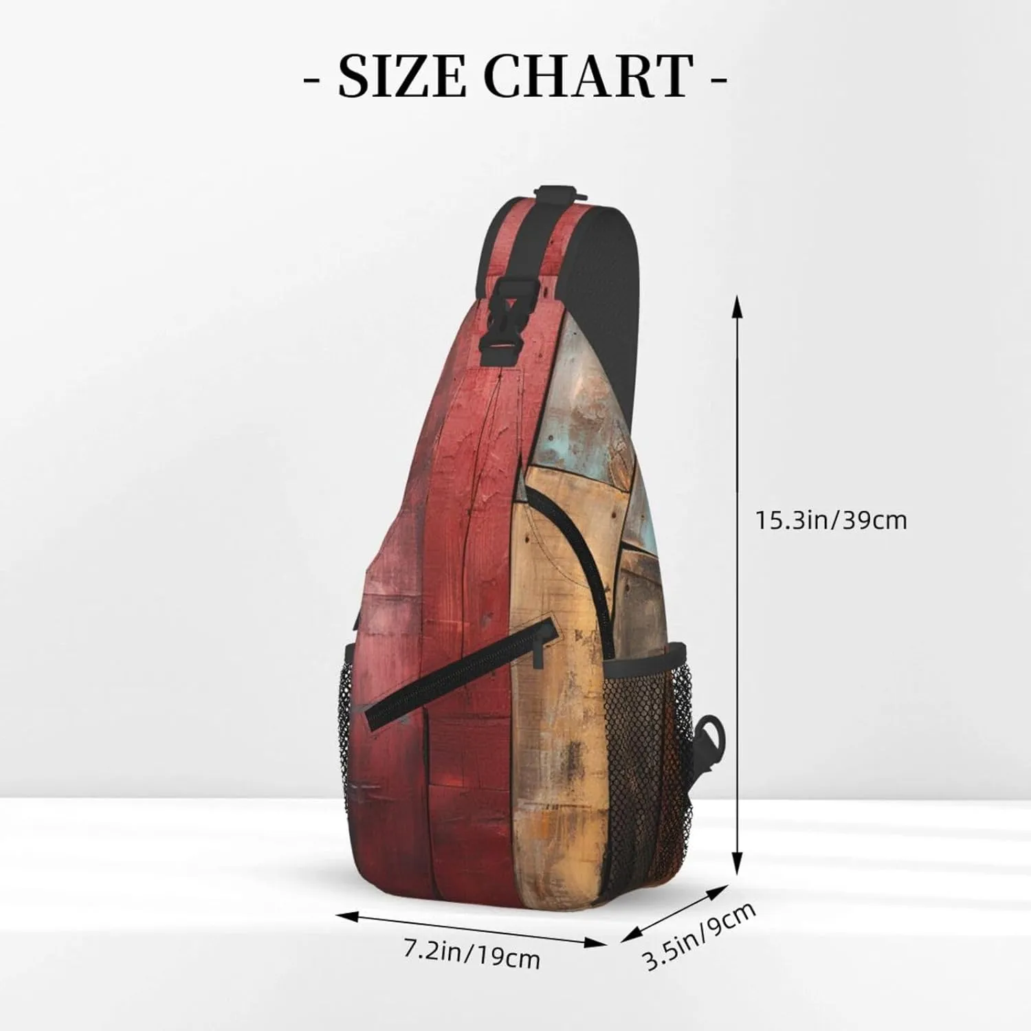 Colorful Wooden Board Sling Bag Backpack For Men Cross Chest Bag Crossbody Shoulder Bag Travel Hiking Daypack