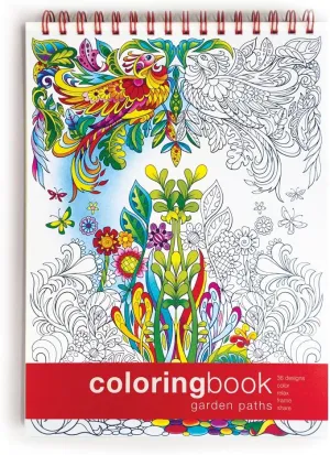 Coloring Book: Garden Paths · Garden Scenes and Intricate Animal Designs for Stress Relief, Relaxation and Creativity · Large Topbound (8.6 x 11.75 inches)
