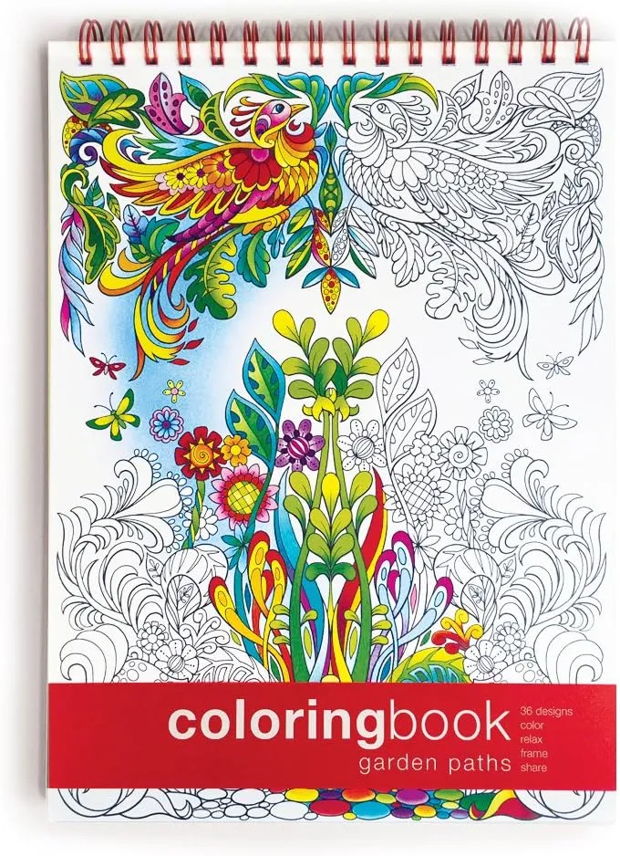 Coloring Book: Garden Paths · Garden Scenes and Intricate Animal Designs for Stress Relief, Relaxation and Creativity · Large Topbound (8.6 x 11.75 inches)