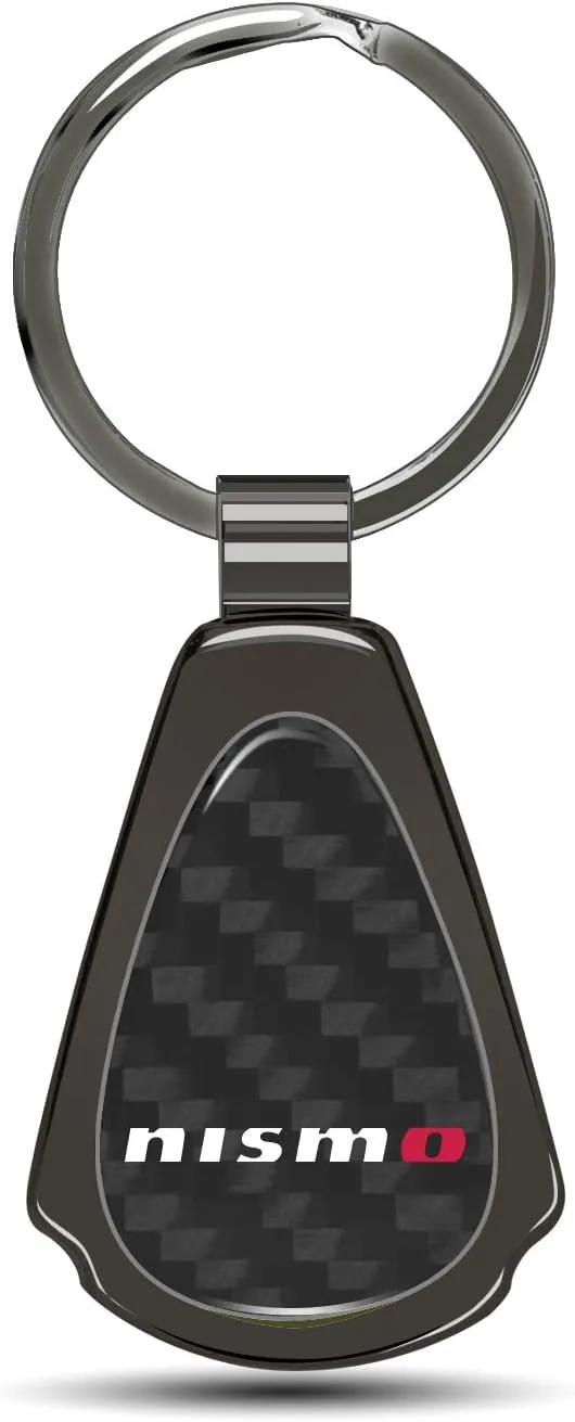 Compatible with Nissan NISMO Real Black Carbon Fiber Gunmetal Gray Metal Teardrop Key Chain