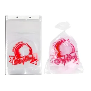 Concession Essentials Cotton Candy Bags-100 Cotton Candy Bags with Twist Ties, 0.5" Height, 18" Width, 12" Length (Pack of 100)