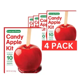 Concord Foods Concord Foods Candy Apple Kit for Family Treats, Carnivals, Fairs, Fundraisers Includes Candy Apple Mix and 10 Sticks Easy, Fun, and Delicious 5 oz Box (4 Pack 40 Count)