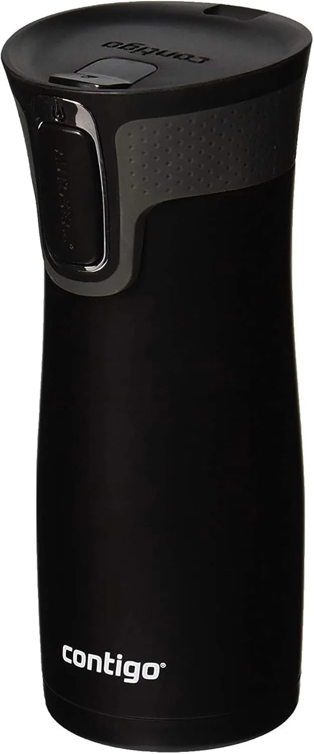 Contigo West Loop Stainless Steel Vacuum-Insulated Travel Mug with Spill-Proof Lid, Keeps Drinks Hot up to 5 Hours and Cold up to 12 Hours, 16oz Matte Black