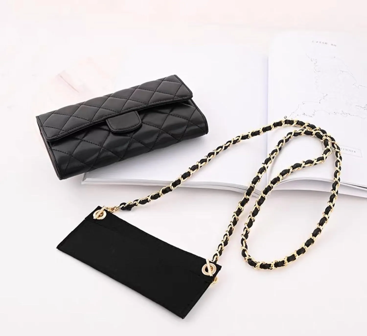 Conversion Kit (Insert Chain) for Chanel Long Flap CF Wallet On Chain (Gold Chain, 110cm)