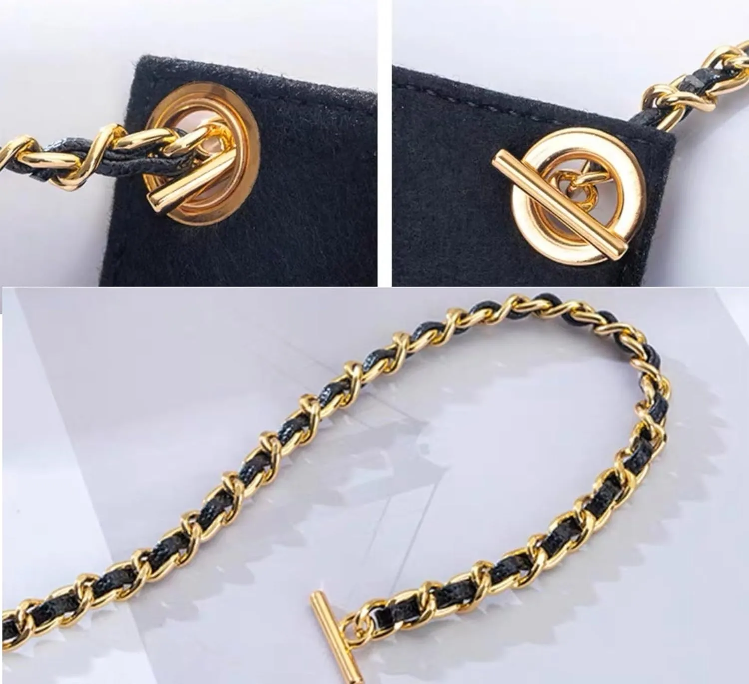 Conversion Kit (Insert Chain) for Chanel Long Flap CF Wallet On Chain (Gold Chain, 110cm)
