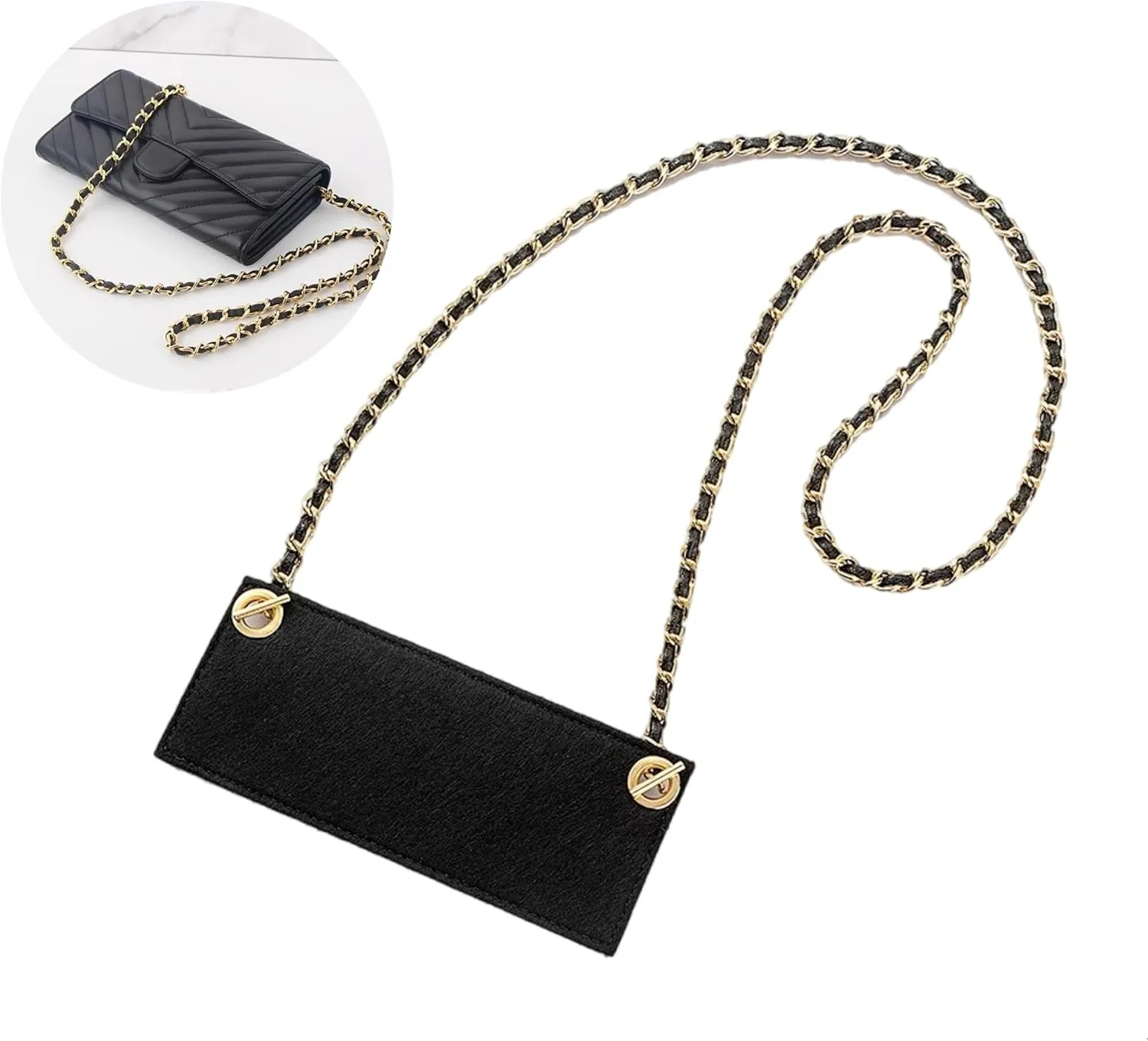 Conversion Kit (Insert Chain) for Chanel Long Flap CF Wallet On Chain (Gold Chain, 110cm)