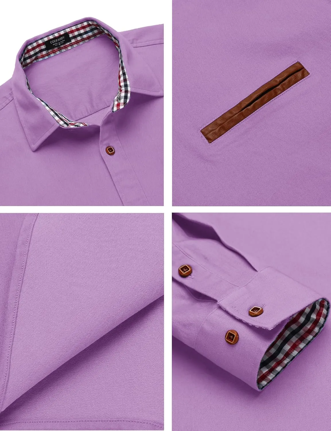 COOFANDY Men's Casual Dress Shirt Button Down Shirts Long-Sleeve Plaid Collar Denim Work Shirt