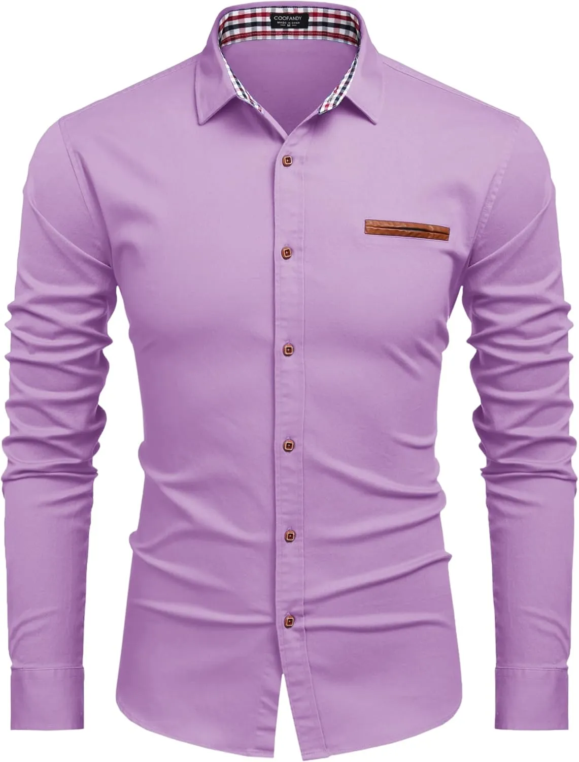 COOFANDY Men's Casual Dress Shirt Button Down Shirts Long-Sleeve Plaid Collar Denim Work Shirt