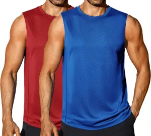 COOFANDY Sleeveless Muscle Shirts for Men Dry Fit Workout Gym Tank Tops Summer Swim Beach Shirt