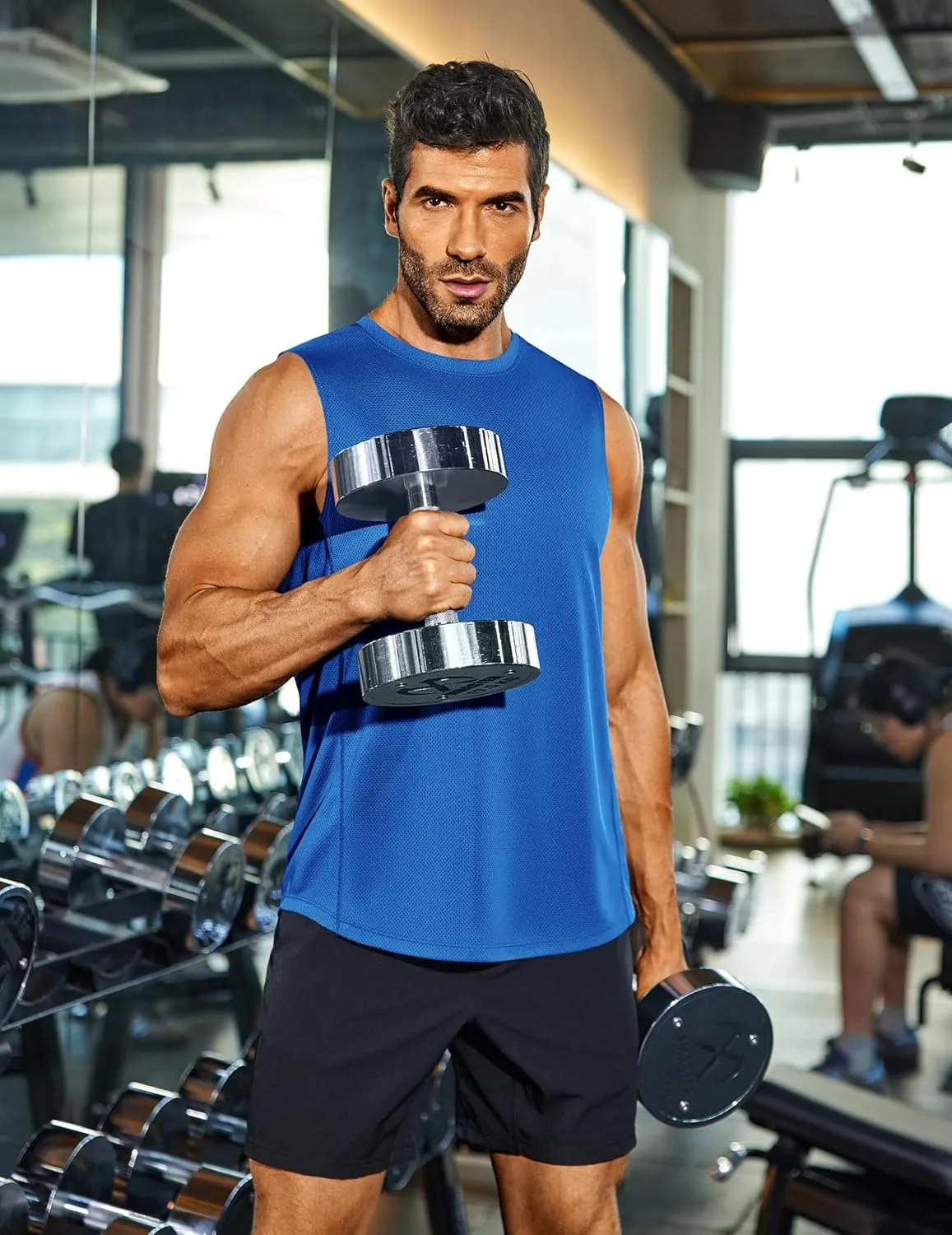 COOFANDY Sleeveless Muscle Shirts for Men Dry Fit Workout Gym Tank Tops Summer Swim Beach Shirt