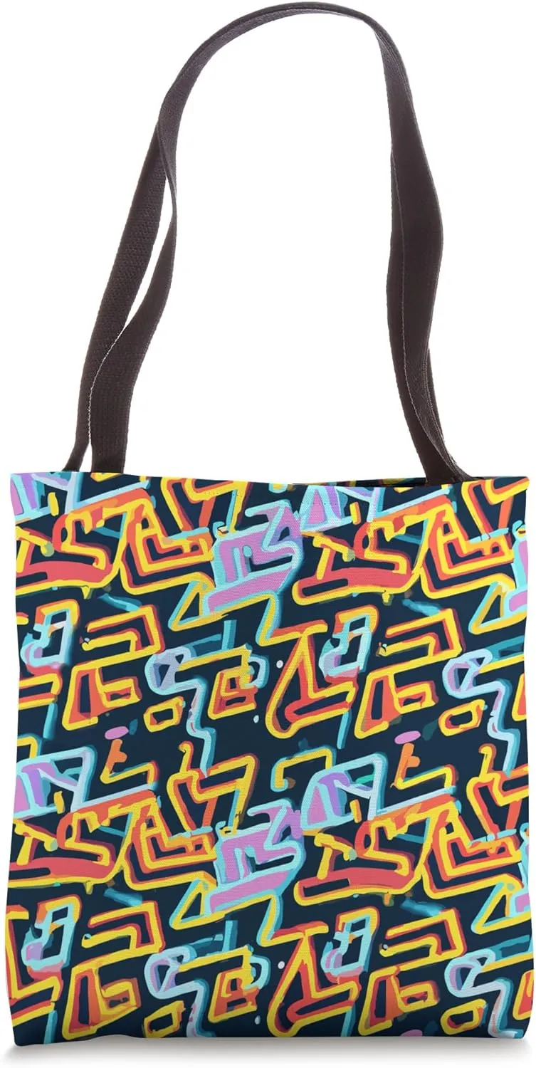 Cool Graffiti Abstract Repeating Pattern with Pop Art style Tote Bag