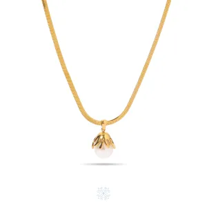 CORAL Pearl Pendant Gold Necklace