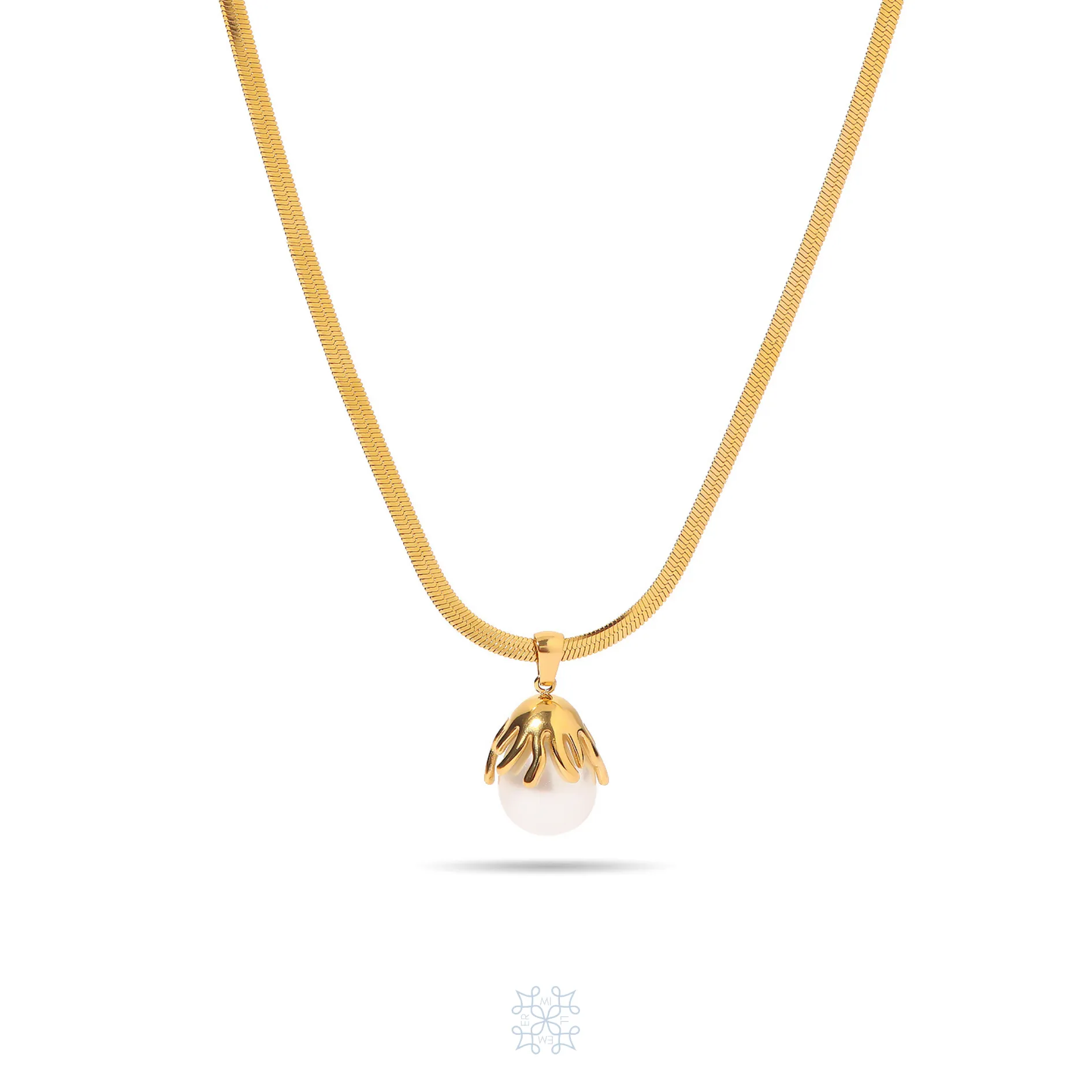 CORAL Pearl Pendant Gold Necklace
