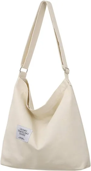Covelin Women's Retro Large Size Canvas Shoulder Bag Hobo Crossbody Handbag Casual Tote