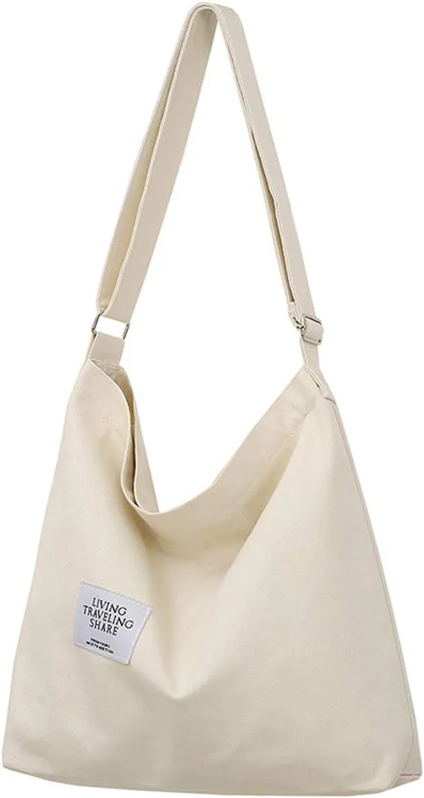 Covelin Women's Retro Large Size Canvas Shoulder Bag Hobo Crossbody Handbag Casual Tote