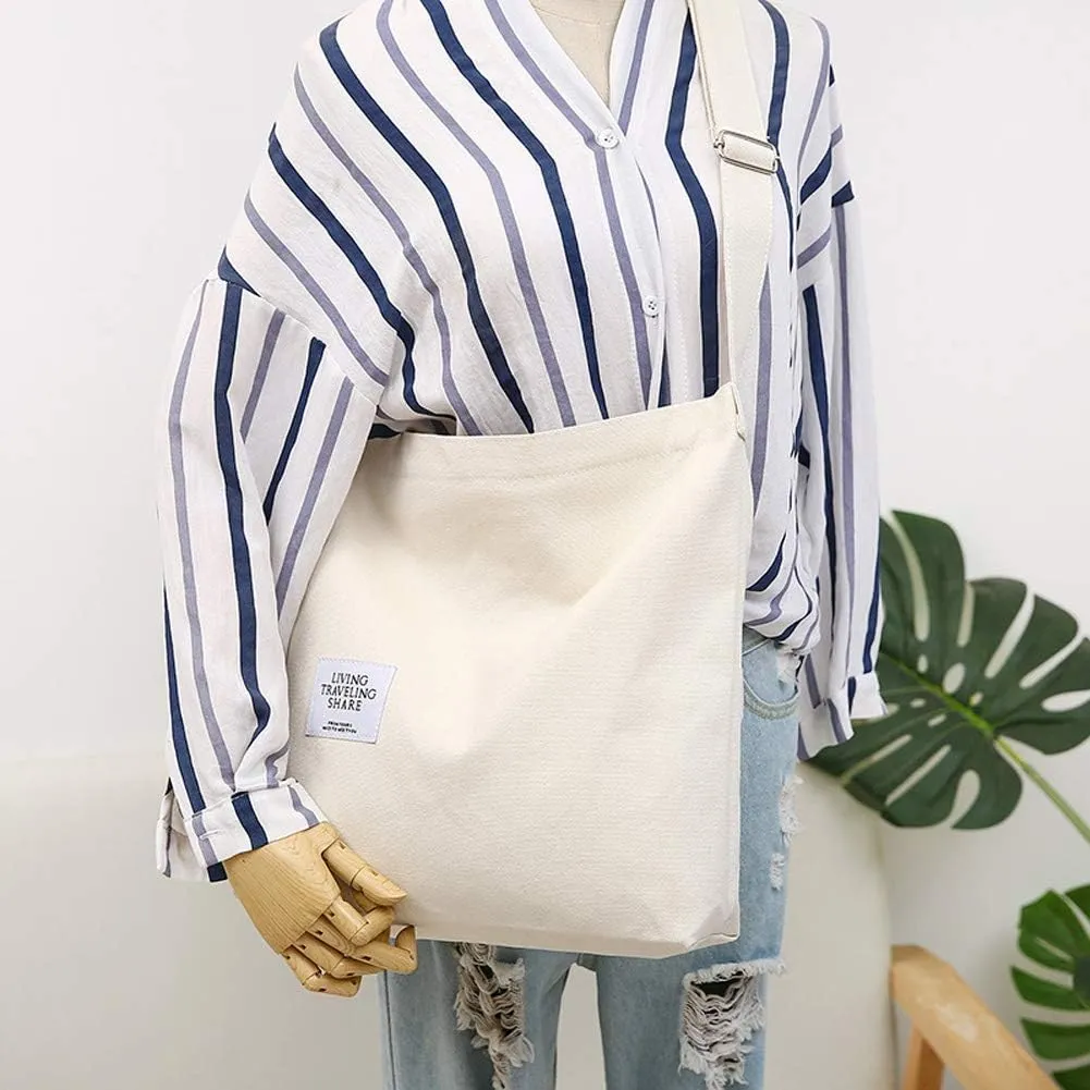 Covelin Women's Retro Large Size Canvas Shoulder Bag Hobo Crossbody Handbag Casual Tote