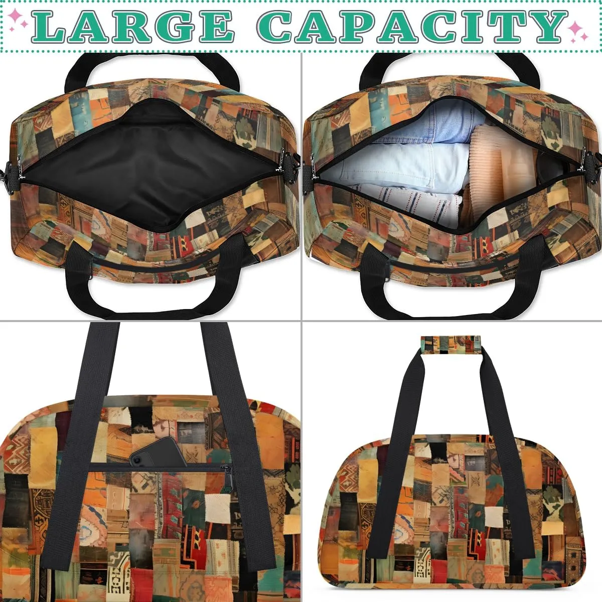 Creative Cube Kids Overnighter Duffel Bags for Boys, Carry-On Size Sports Gym Bag with Front Zipper Pocket for School Practice or Overnight Travel Weekender Sleepover Tote Bag