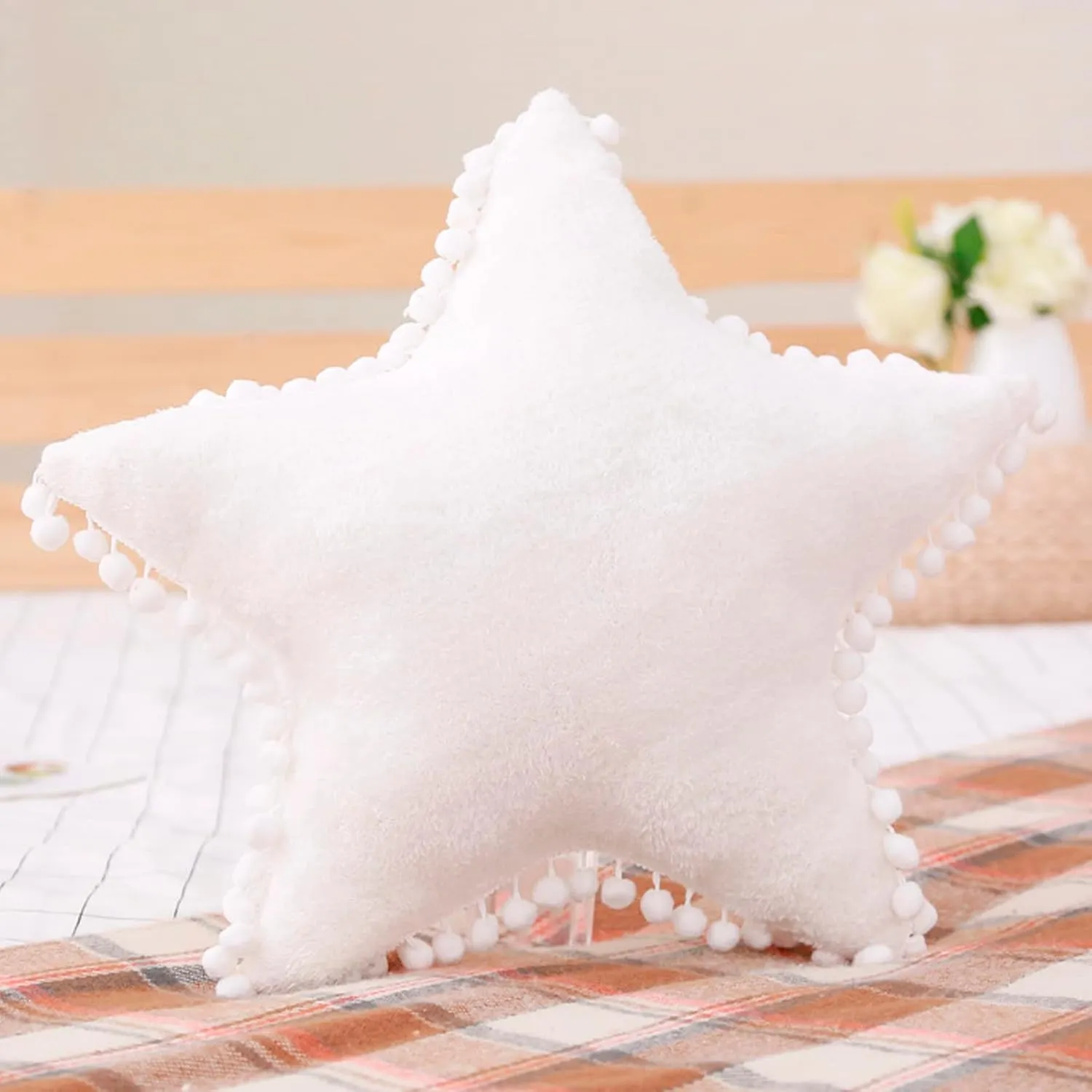 Creative Star Moon and Cloud Plush Pillows Stuffed Toys (White, Star)