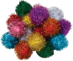 Creativity Street Glitter Poms 2" X 16-Piece Assorted