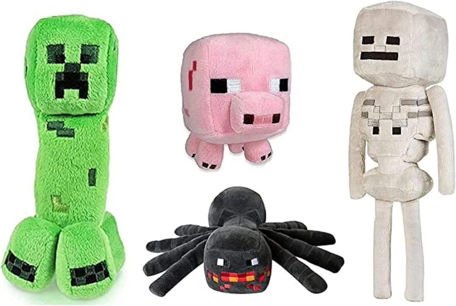 Creeper, Piggy, Skeleton Shooter, Little Spider Plush Toys, Birthday Gifts for Kids and Fans