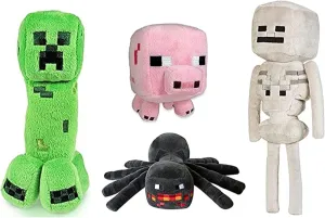 Creeper, Piggy, Skeleton Shooter, Little Spider Plush Toys, Birthday Gifts for Kids and Fans