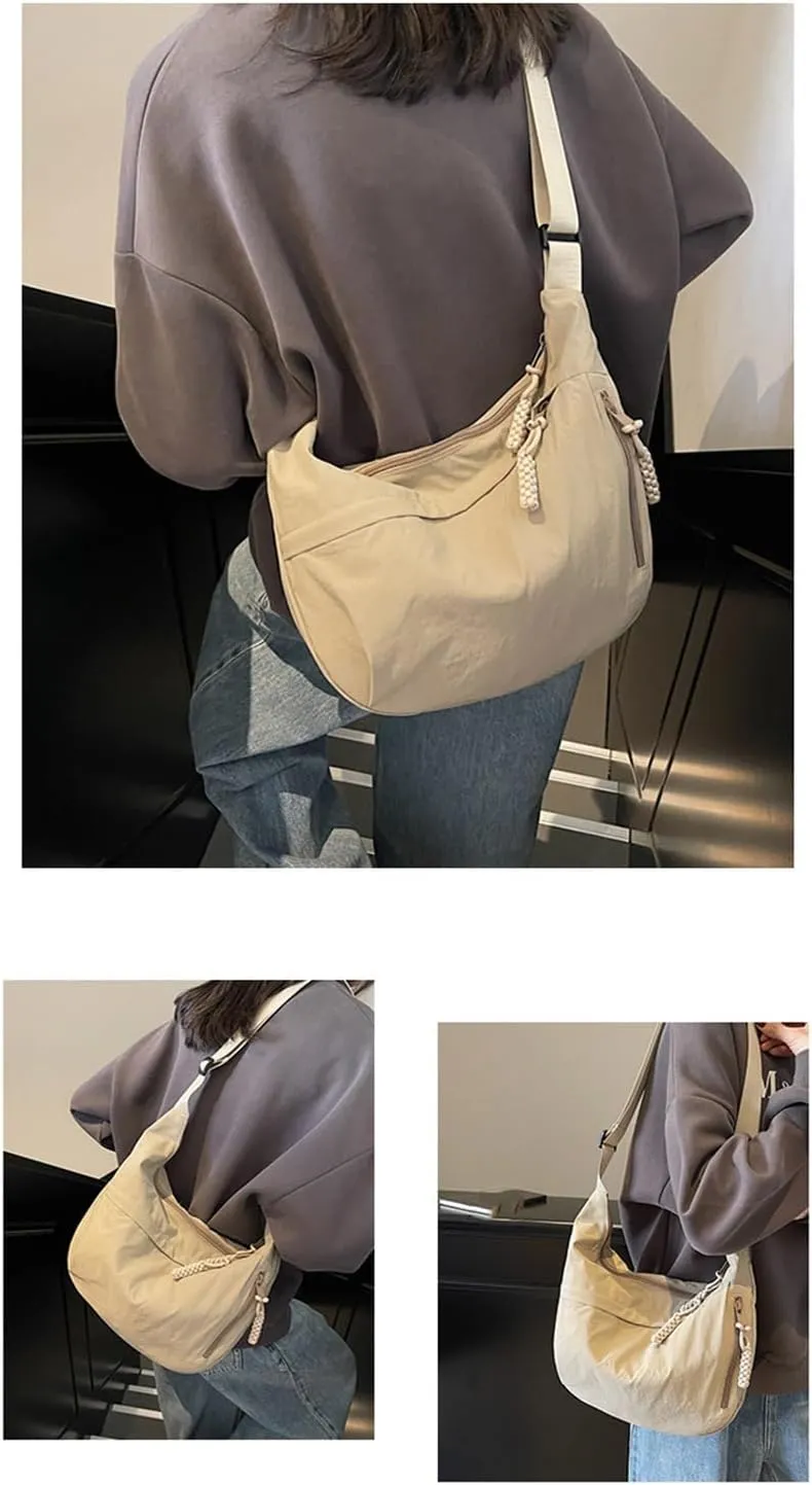 Crescents Bag Small Slings Crossbody Bag with Half Moon Shape Multi Pocket Slings Bag Moon Bags Slouchy Dumpling Bags