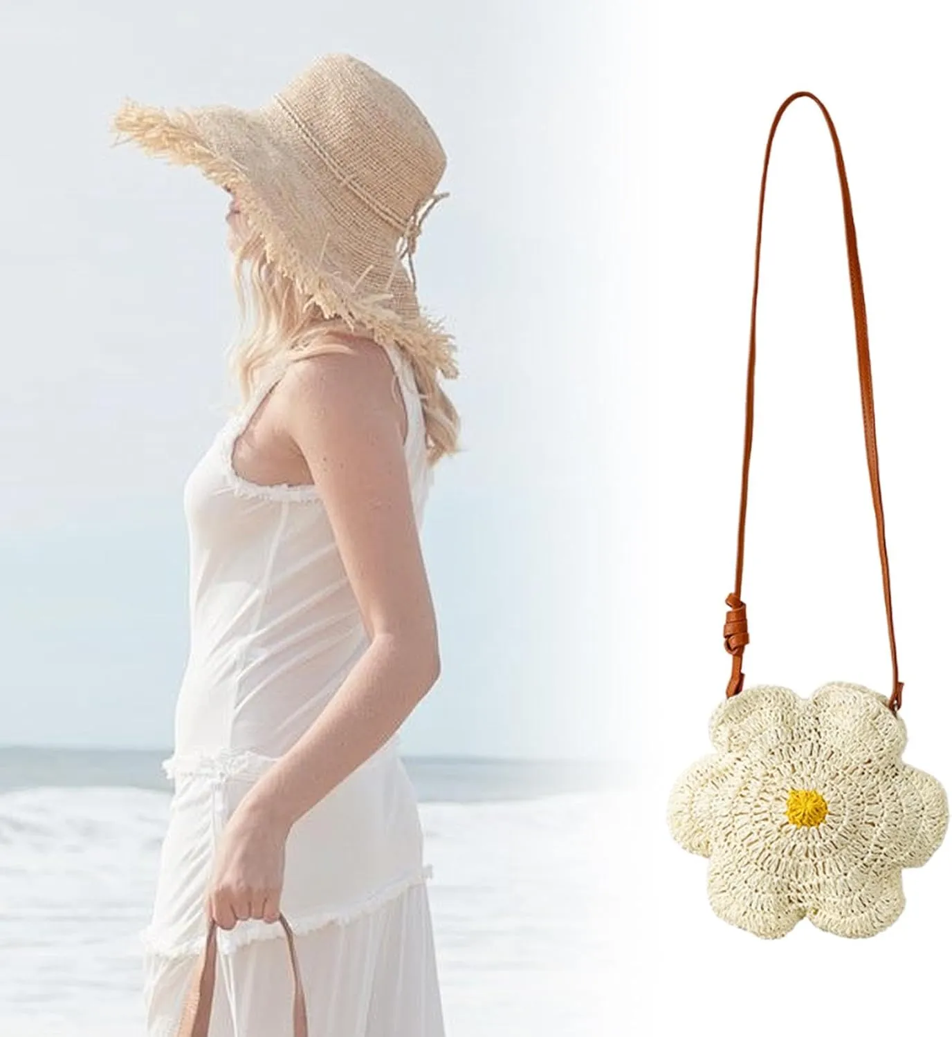 Crossbody Bag Flower Shape Shoulder Bag for Shopping Summer Beach Festive