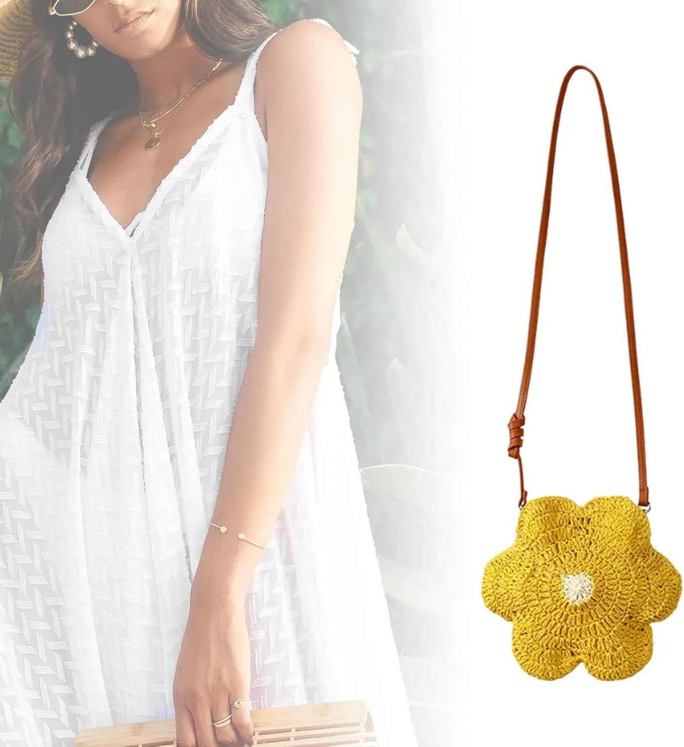 Crossbody Bag Flower Shape Shoulder Bag for Shopping Summer Beach Festive