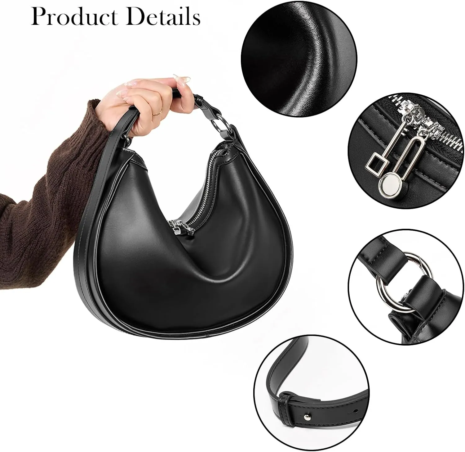 Crossbody Bag for Women Crescent Purse Trendy Shoulder Bag Handbag with Adjustable Strap