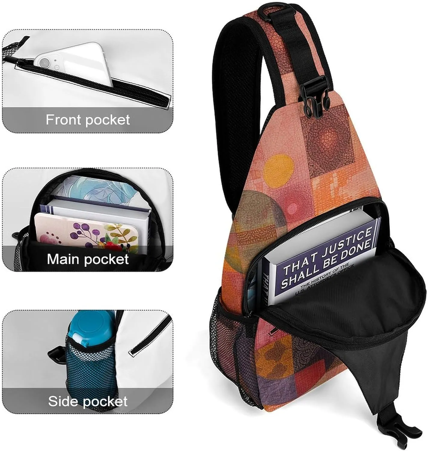 Crossbody Bag for Women Men Chest Bag A Hand Drawn Tiger Sling Bag Crossbody Shoulder Bag Sling Backpack