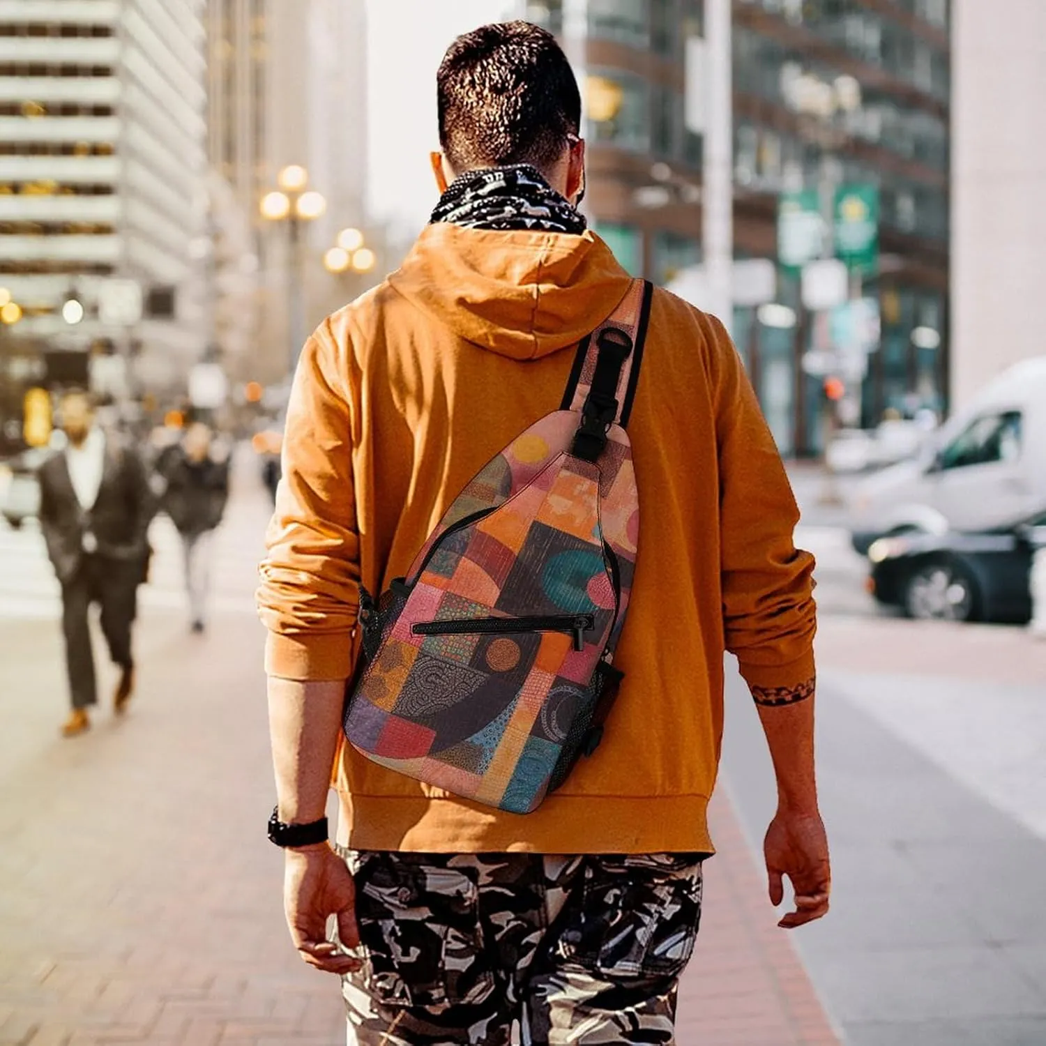 Crossbody Bag for Women Men Chest Bag A Hand Drawn Tiger Sling Bag Crossbody Shoulder Bag Sling Backpack
