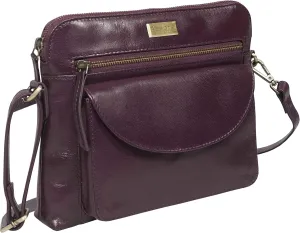 Crossbody Bags for Women – Real Leather Purses with RFID Protection, Multiple Pockets and Adjustable Strap (10" X 8.5" X 1.5", Jean Plum Polished VT)