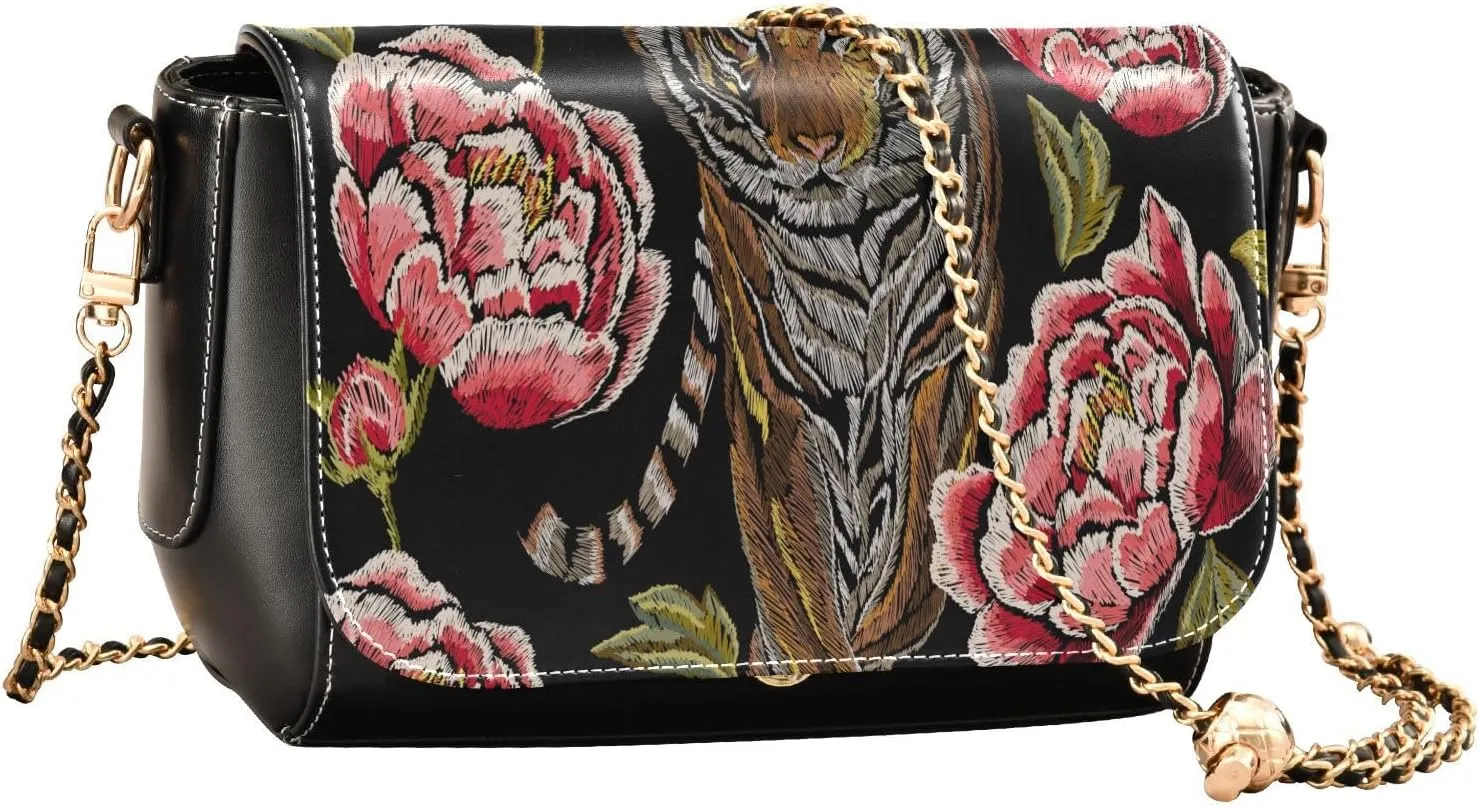 Crossbody Bags for Women Trendy Women's Black Shoulder Bag Small PU Leather Flap Cross Body Bag Handbags