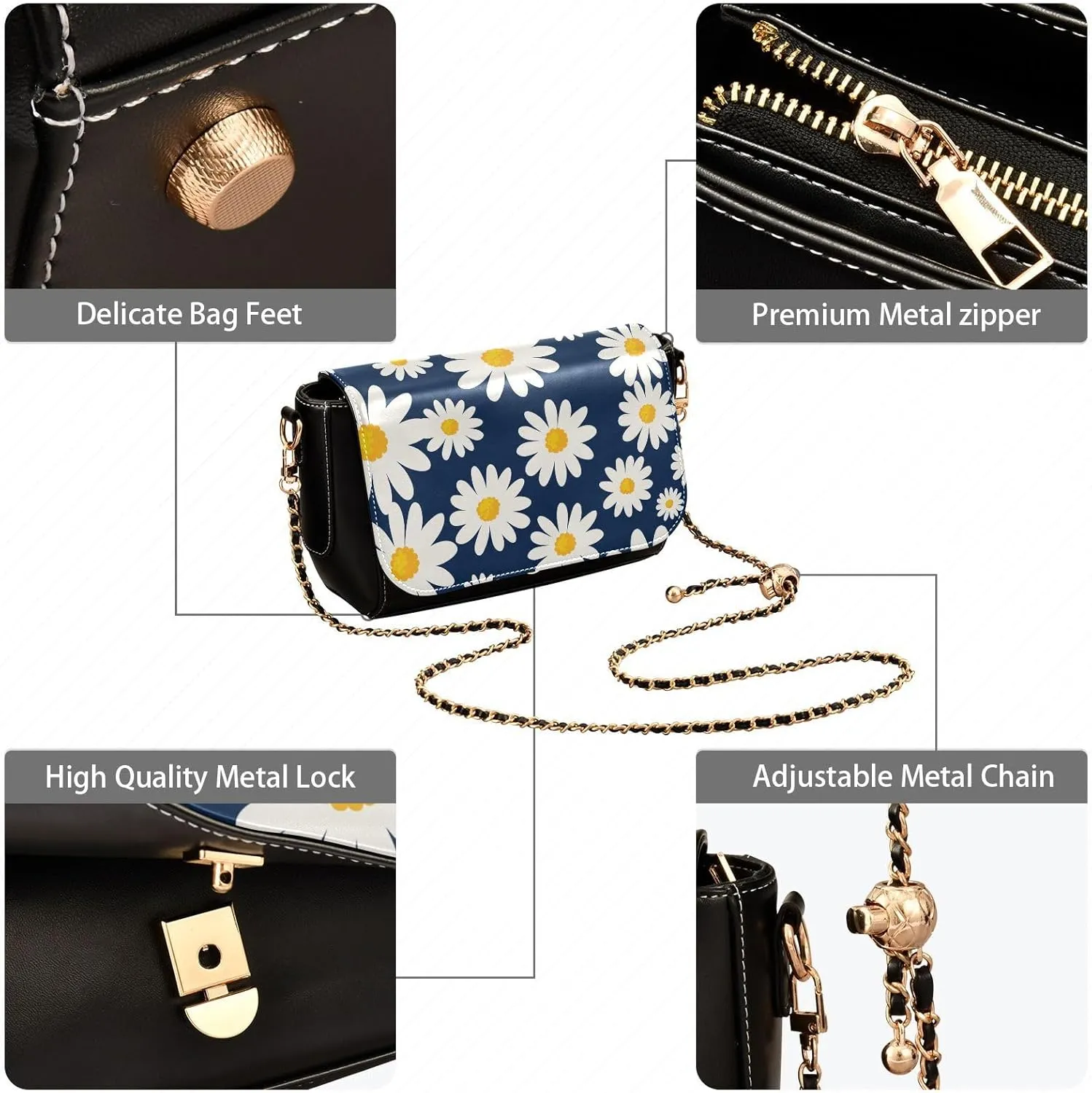 Crossbody Bags for Women Trendy Women's Black Shoulder Bag Small PU Leather Flap Cross Body Bag Handbags
