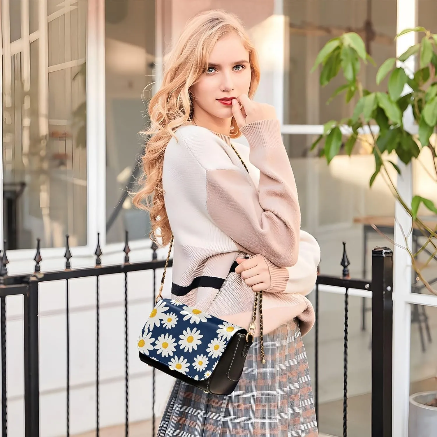 Crossbody Bags for Women Trendy Women's Black Shoulder Bag Small PU Leather Flap Cross Body Bag Handbags