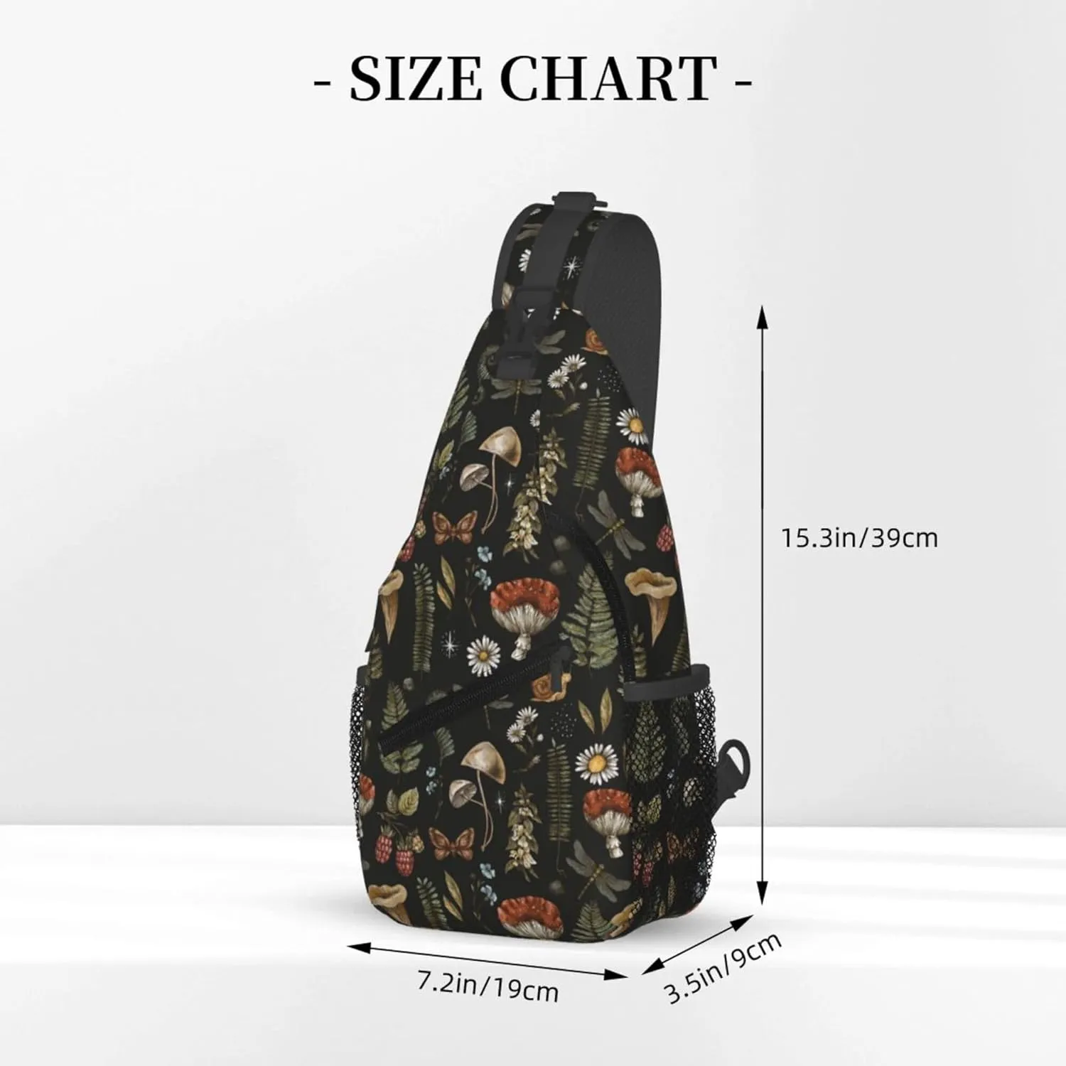 Crossbody Sling Bag for Women Men, Sling Backpack Chest Daypack Cross Body Bag Shoulder Bag for Hiking Running Sports Travel (Mushroom)