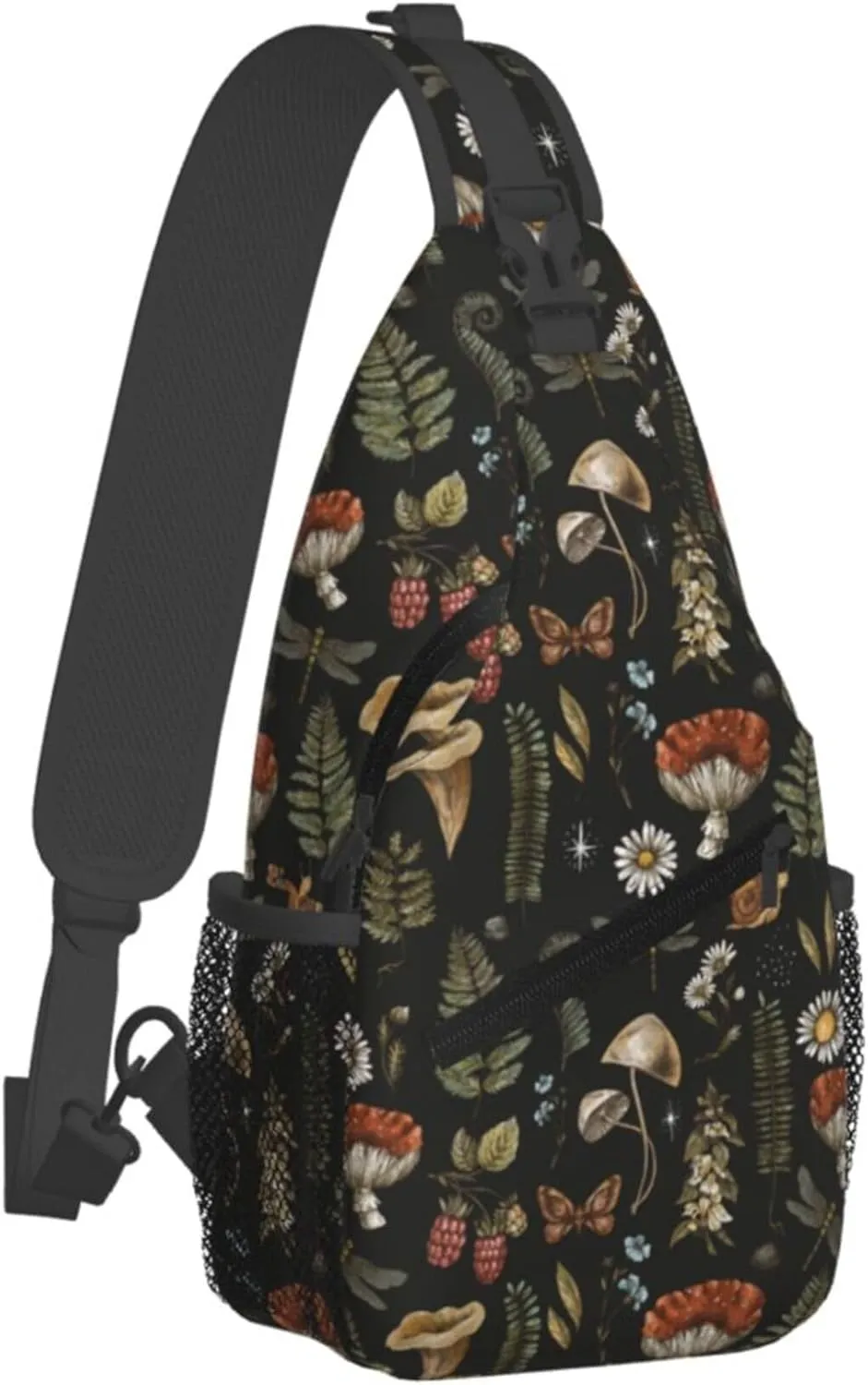 Crossbody Sling Bag for Women Men, Sling Backpack Chest Daypack Cross Body Bag Shoulder Bag for Hiking Running Sports Travel (Mushroom)