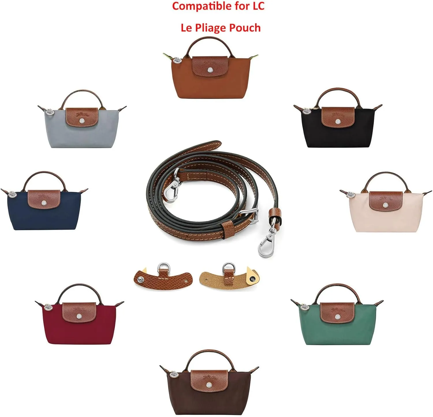 Crossbody Strap Compatible for Longchamp LP Xtra XS Pouch, Conversion Kit,SILVER Hardware