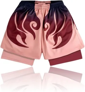 CROWN Anime Compression Shorts - Breathable Stretch Gym Short with Pockets