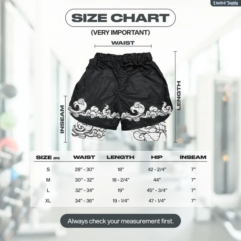 CROWN Anime Shorts - Breathable Mesh Stretch Compression Short with Pockets and Towel Holder