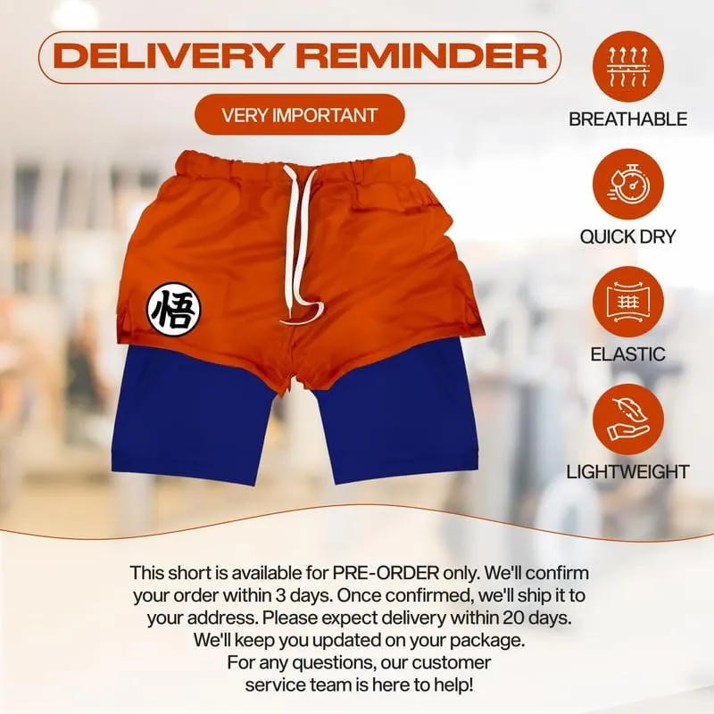 CROWN Anime Shorts - Breathable Stretch Compression Gym Short with Pockets