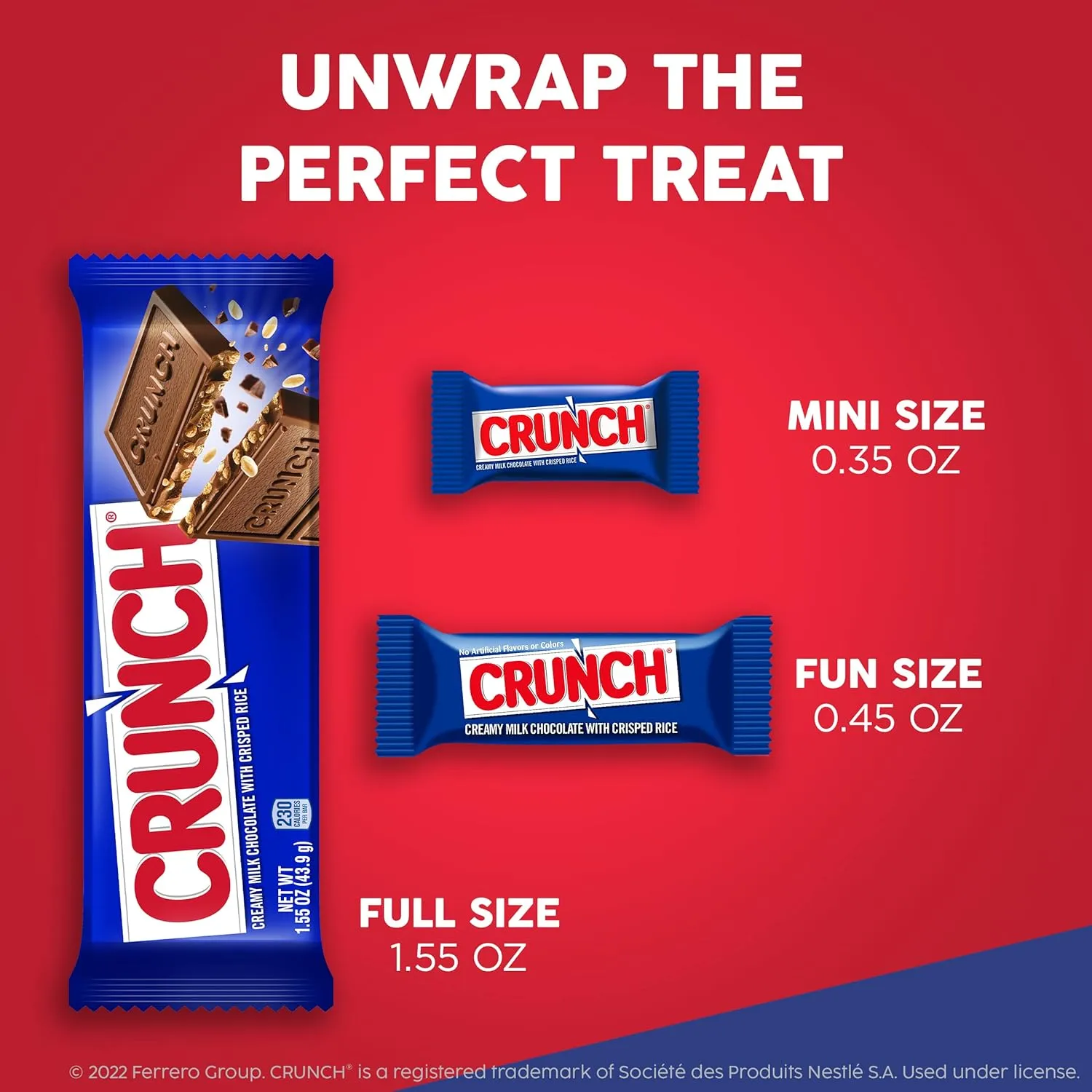 CRUNCH, Bulk 36 Pack, Milk Chocolate and Crisped Rice, Full Size Individually Wrapped Candy Bar, 1.55 oz Each