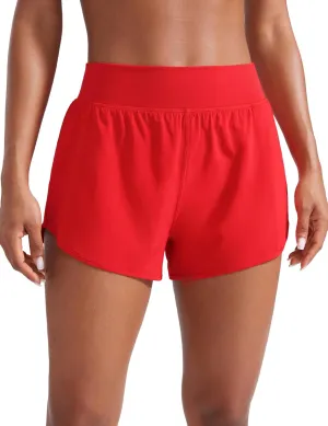 CRZ YOGA Mid Waisted Running Shorts for Women 3" Curved Hems for Athletic Workout Gym with Zipper Pockets Line