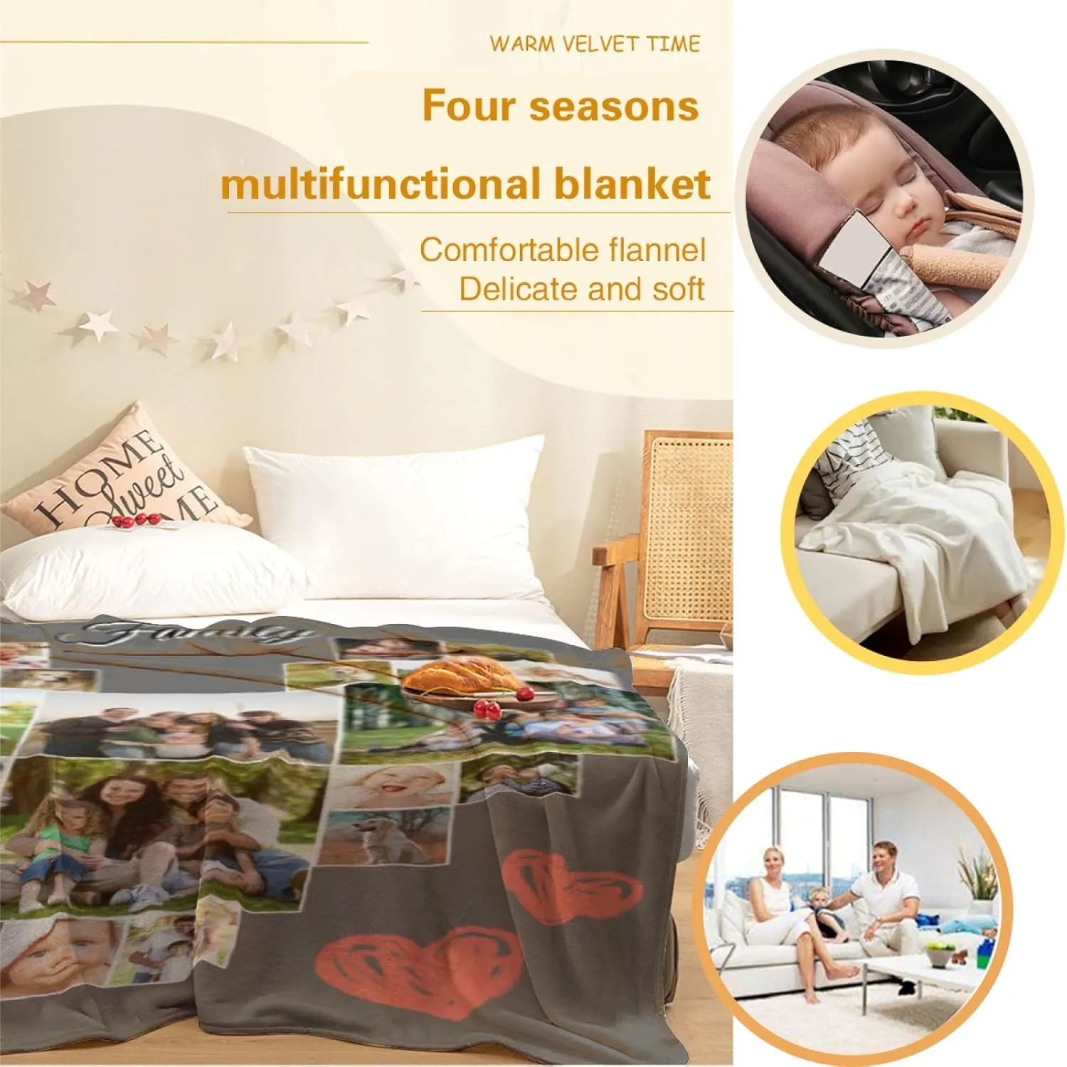 Custom Blanket with Photos Customized Photo Collage Blanket Soft Fleece Throw Blanket Personalized Picture Blanket Gift for Family Heart Collage Blanket 22 Photos (40×50 in)