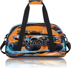 Custom Monster Truck Small Gym Bag 18 inch for Women Men Personalized Cartoon Carry On Overnight Weekender Bag for Travel Work Dance Sport